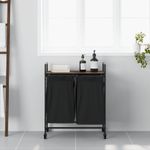 Casa si Gradina - Sanitare - Suporturi si accesorii baie - Accesorii baie - Cos de rufe 2 compartimente cu roti stejar maro - Infinity.ro