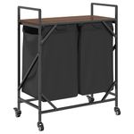 Casa si Gradina - Sanitare - Suporturi si accesorii baie - Accesorii baie - Cos de rufe 2 compartimente cu roti stejar maro - Infinity.ro