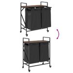 Casa si Gradina - Sanitare - Suporturi si accesorii baie - Accesorii baie - Cos de rufe 2 compartimente cu roti stejar maro - Infinity.ro