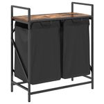 Casa si Gradina - Sanitare - Suporturi si accesorii baie - Accesorii baie - Cos de rufe 2 compartimente cu raft stejar fumuriu - Infinity.ro