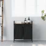 Casa si Gradina - Sanitare - Suporturi si accesorii baie - Accesorii baie - Cos de rufe 2 compartimente cu raft stejar fumuriu - Infinity.ro