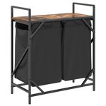 Casa si Gradina - Sanitare - Suporturi si accesorii baie - Accesorii baie - Cos de rufe 2 compartimente cu raft stejar fumuriu - Infinity.ro