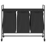 Casa si Gradina - Sanitare - Suporturi si accesorii baie - Accesorii baie - Cos de rufe 3 compartimente cu roti stejar negru - Infinity.ro