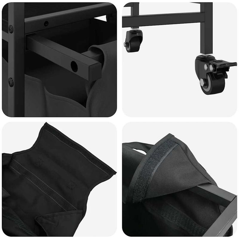 Casa si Gradina - Sanitare - Suporturi si accesorii baie - Accesorii baie - Cos de rufe 3 compartimente cu roti stejar negru - Infinity.ro