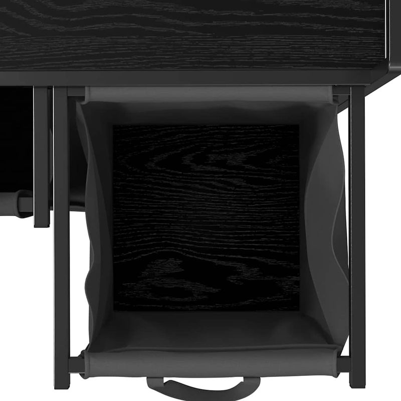 Casa si Gradina - Sanitare - Suporturi si accesorii baie - Accesorii baie - Cos de rufe 3 compartimente cu roti stejar negru - Infinity.ro