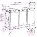Casa si Gradina - Sanitare - Suporturi si accesorii baie - Accesorii baie - Cos de rufe 3 compartimente cu roti stejar negru - Infinity.ro