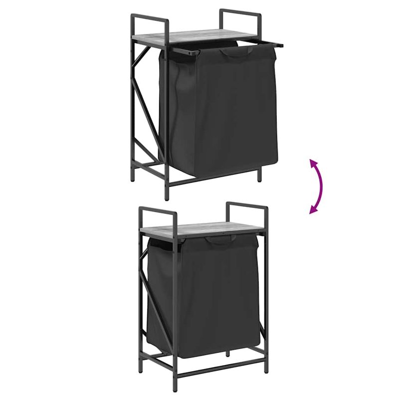 Casa si Gradina - Sanitare - Suporturi si accesorii baie - Accesorii baie - Cos de rufe 1 compartiment cu raft sonoma gri - Infinity.ro