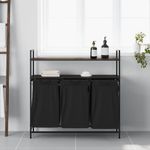 Casa si Gradina - Sanitare - Suporturi si accesorii baie - Accesorii baie - Cos de rufe 3 compartimente cu rafturi stejar maro - Infinity.ro