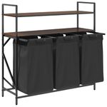 Casa si Gradina - Sanitare - Suporturi si accesorii baie - Accesorii baie - Cos de rufe 3 compartimente cu rafturi stejar maro - Infinity.ro