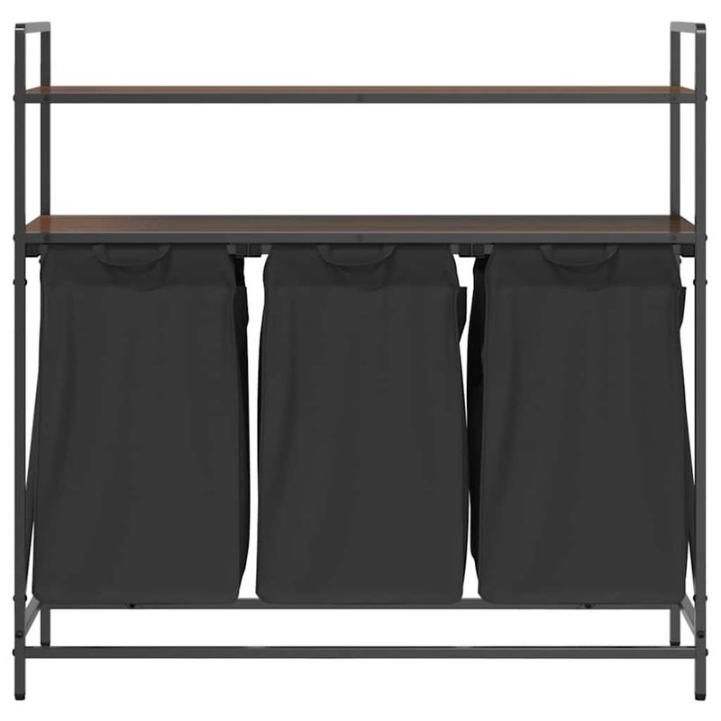 Casa si Gradina - Sanitare - Suporturi si accesorii baie - Accesorii baie - Cos de rufe 3 compartimente cu rafturi stejar maro - Infinity.ro