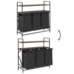 Casa si Gradina - Sanitare - Suporturi si accesorii baie - Accesorii baie - Cos de rufe 3 compartimente cu rafturi stejar maro - Infinity.ro