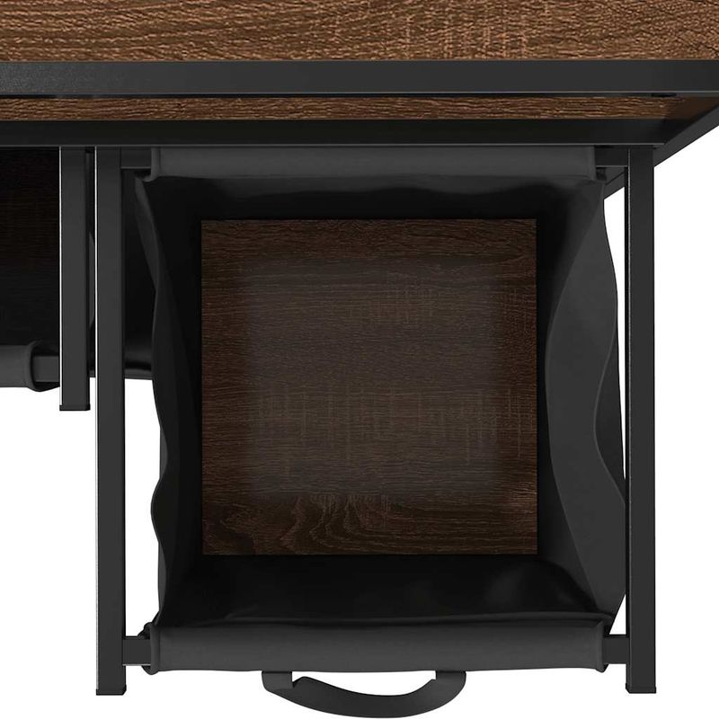 Casa si Gradina - Sanitare - Suporturi si accesorii baie - Accesorii baie - Cos de rufe 3 compartimente cu rafturi stejar maro - Infinity.ro