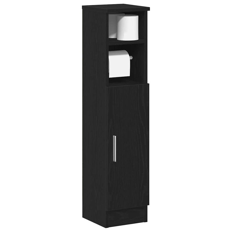 Casa si Gradina - Mobilier - Mobilier baie - Comode baie - Dulap de baie cu suport role, negru, 20,5x22x90 cm - Infinity.ro