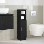 Casa si Gradina - Mobilier - Mobilier baie - Comode baie - Dulap de baie cu suport role, negru, 20,5x22x90 cm - Infinity.ro