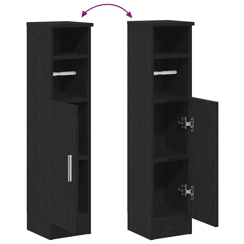 Casa si Gradina - Mobilier - Mobilier baie - Comode baie - Dulap de baie cu suport role, negru, 20,5x22x90 cm - Infinity.ro