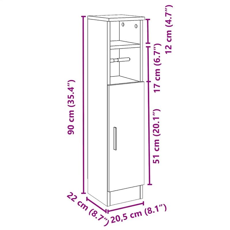 Casa si Gradina - Mobilier - Mobilier baie - Comode baie - Dulap de baie cu suport role, negru, 20,5x22x90 cm - Infinity.ro