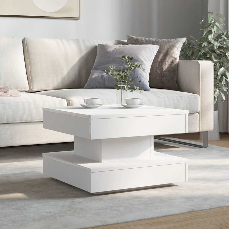 Casa si Gradina - Mobilier - Mese si birouri - Masute de cafea - Masuta cafea rotativa 360 grade, alb 50x50x34,5 cm - Infinity.ro