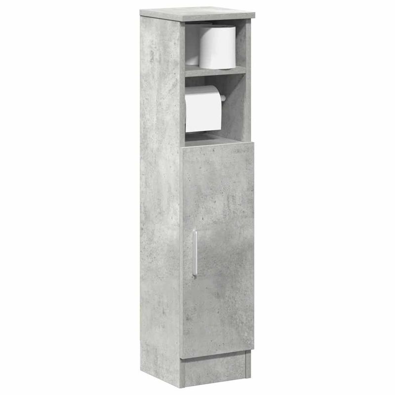 Casa si Gradina - Mobilier - Mobilier baie - Comode baie - Dulap de baie cu suport role, gri beton, 20,5x22x90 cm - Infinity.ro