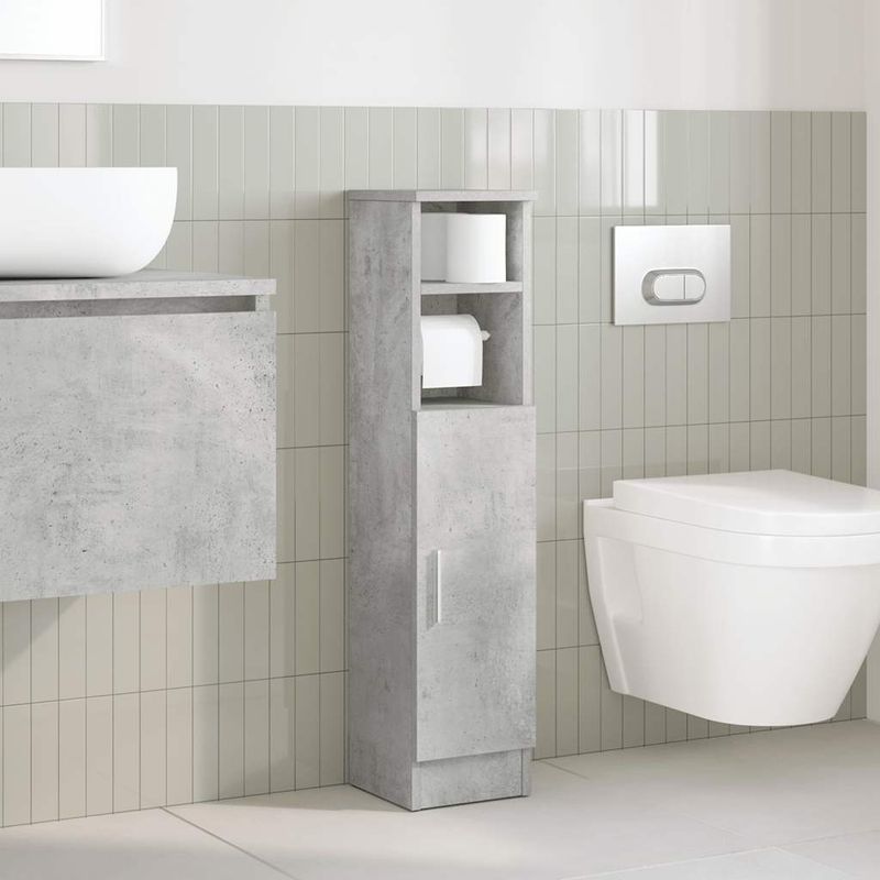 Casa si Gradina - Mobilier - Mobilier baie - Comode baie - Dulap de baie cu suport role, gri beton, 20,5x22x90 cm - Infinity.ro