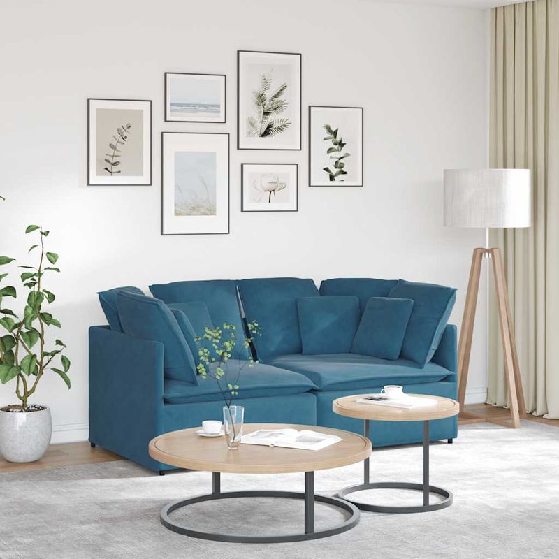 Casa si Gradina - Mobilier - Canapele si coltare - Canapele - Canapea modulara cu perne, albastru, catifea - Infinity.ro