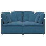Casa si Gradina - Mobilier - Canapele si coltare - Canapele - Canapea modulara cu perne, albastru, catifea - Infinity.ro