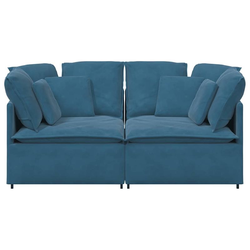Casa si Gradina - Mobilier - Canapele si coltare - Canapele - Canapea modulara cu perne, albastru, catifea - Infinity.ro