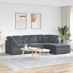 Casa si Gradina - Mobilier - Canapele si coltare - Canapele - Canapea modulara cu taburet si perne catifea gri inchis - Infinity.ro