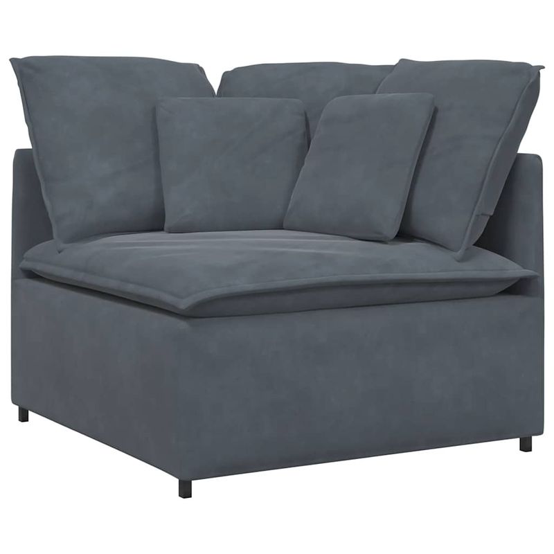 Casa si Gradina - Mobilier - Canapele si coltare - Canapele - Canapea modulara cu taburet si perne catifea gri inchis - Infinity.ro