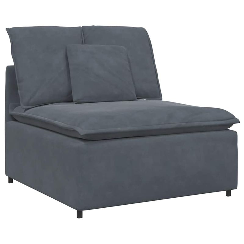 Casa si Gradina - Mobilier - Canapele si coltare - Canapele - Canapea modulara cu taburet si perne catifea gri inchis - Infinity.ro