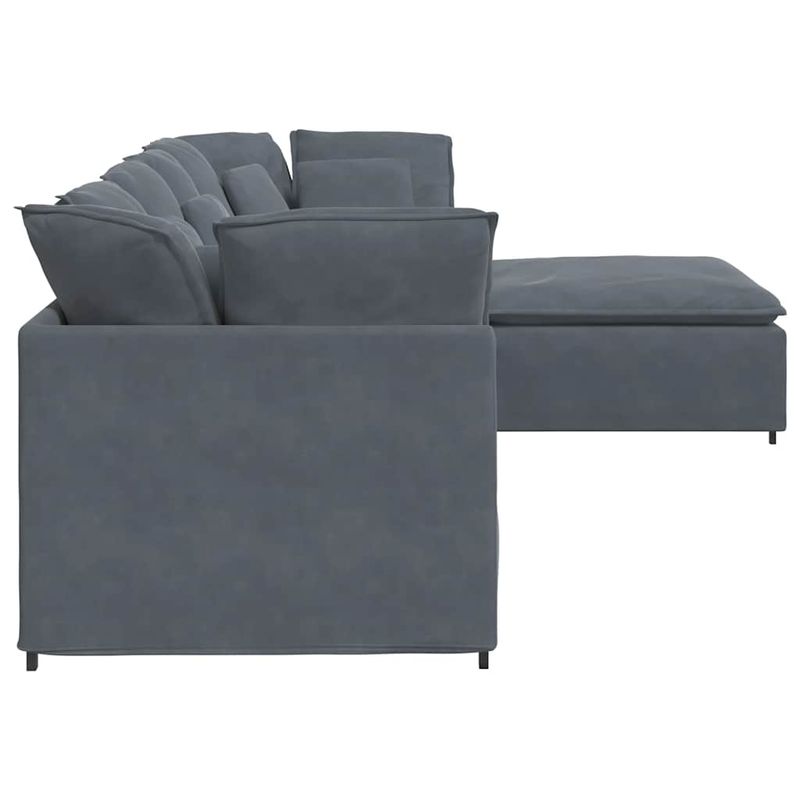 Casa si Gradina - Mobilier - Canapele si coltare - Canapele - Canapea modulara cu taburet si perne catifea gri inchis - Infinity.ro