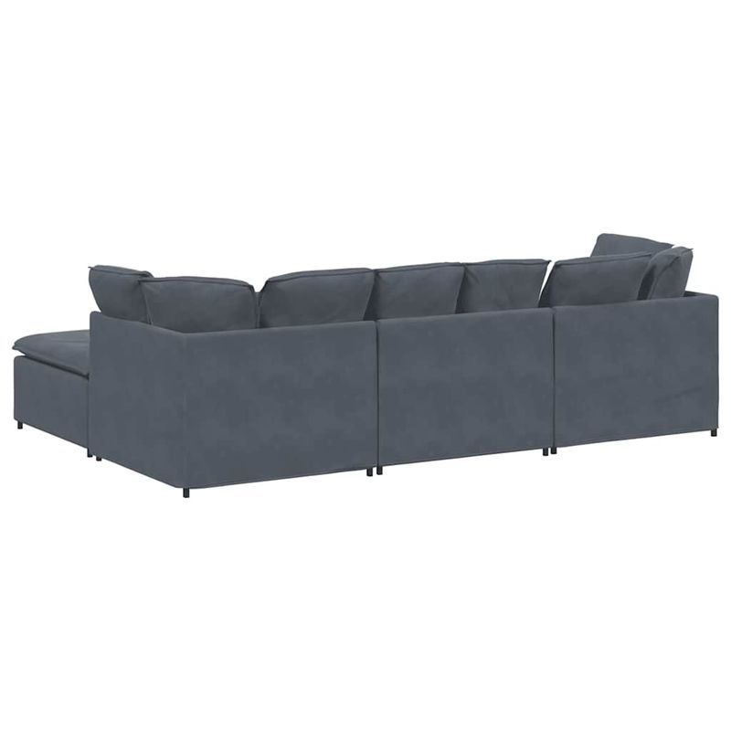 Casa si Gradina - Mobilier - Canapele si coltare - Canapele - Canapea modulara cu taburet si perne catifea gri inchis - Infinity.ro