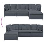 Casa si Gradina - Mobilier - Canapele si coltare - Canapele - Canapea modulara cu taburet si perne catifea gri inchis - Infinity.ro