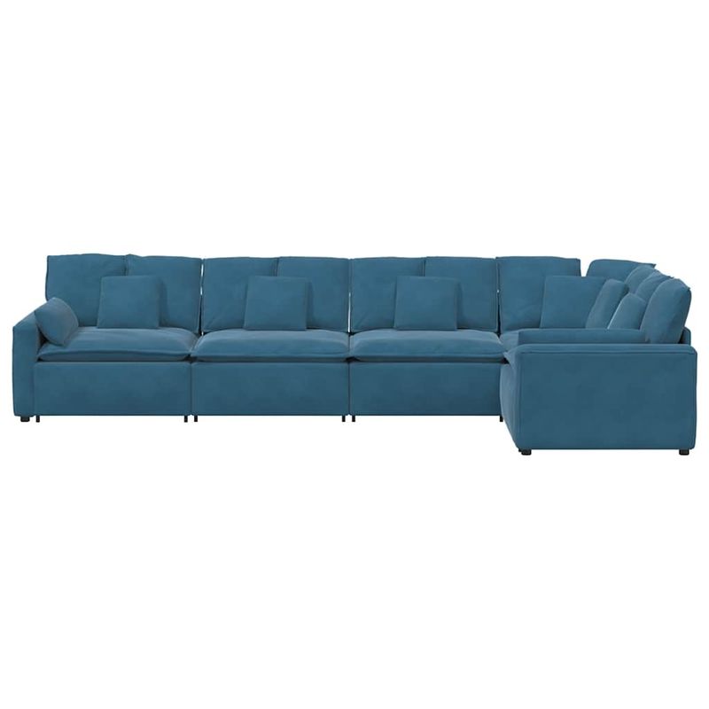 Casa si Gradina - Mobilier - Canapele si coltare - Canapele - Canapea modulara cu perne, albastru, catifea - Infinity.ro