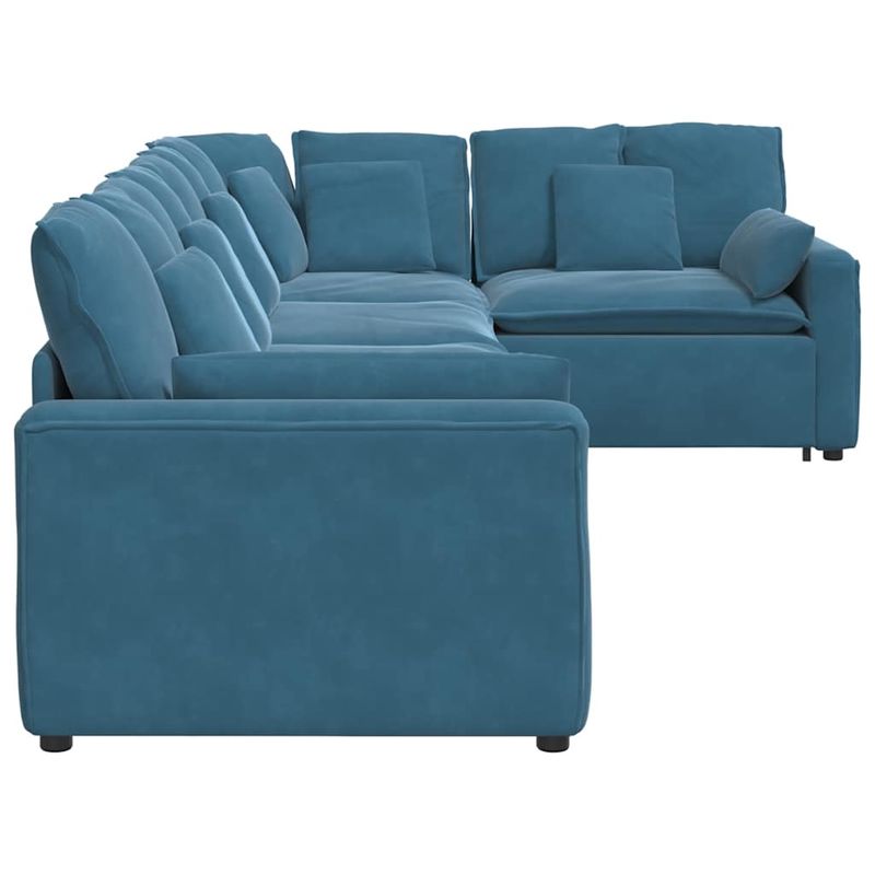 Casa si Gradina - Mobilier - Canapele si coltare - Canapele - Canapea modulara cu perne, albastru, catifea - Infinity.ro
