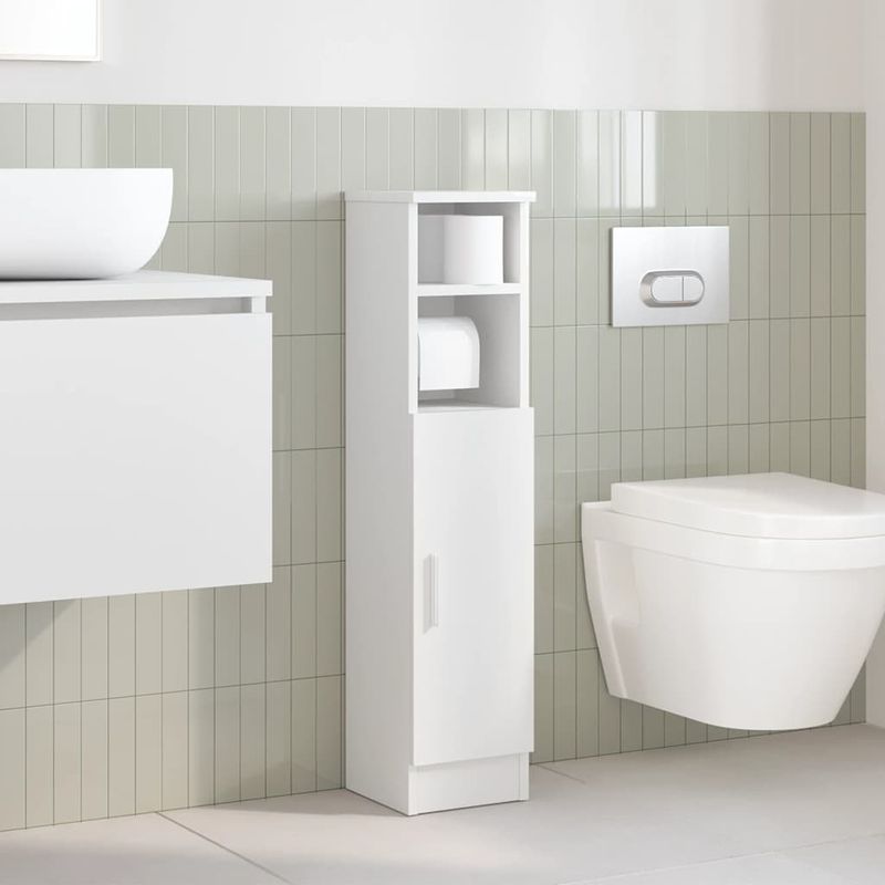 Casa si Gradina - Mobilier - Mobilier baie - Comode baie - Dulap de baie cu suport role, alb, 20,5x22x90 cm - Infinity.ro