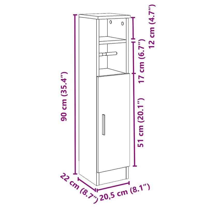 Casa si Gradina - Mobilier - Mobilier baie - Comode baie - Dulap de baie cu suport role, alb, 20,5x22x90 cm - Infinity.ro
