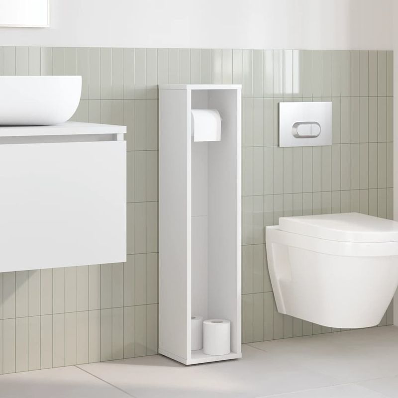 Casa si Gradina - Mobilier - Mobilier baie - Comode baie - Dulap de baie cu suport role, alb, 20,5x20x90 cm - Infinity.ro