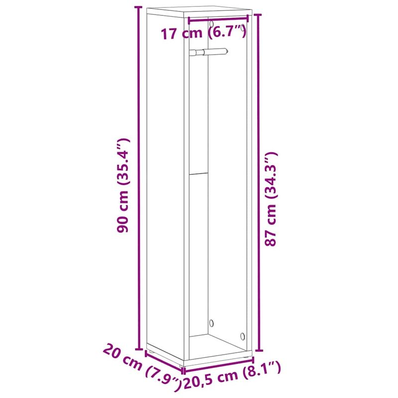 Casa si Gradina - Mobilier - Mobilier baie - Comode baie - Dulap de baie cu suport role, alb, 20,5x20x90 cm - Infinity.ro
