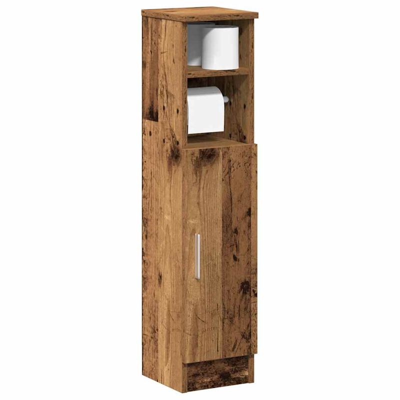 Casa si Gradina - Mobilier - Mobilier baie - Comode baie - Dulap de baie cu suport role, lemn vechi, 20,5x22x90 cm - Infinity.ro