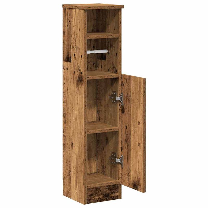 Casa si Gradina - Mobilier - Mobilier baie - Comode baie - Dulap de baie cu suport role, lemn vechi, 20,5x22x90 cm - Infinity.ro
