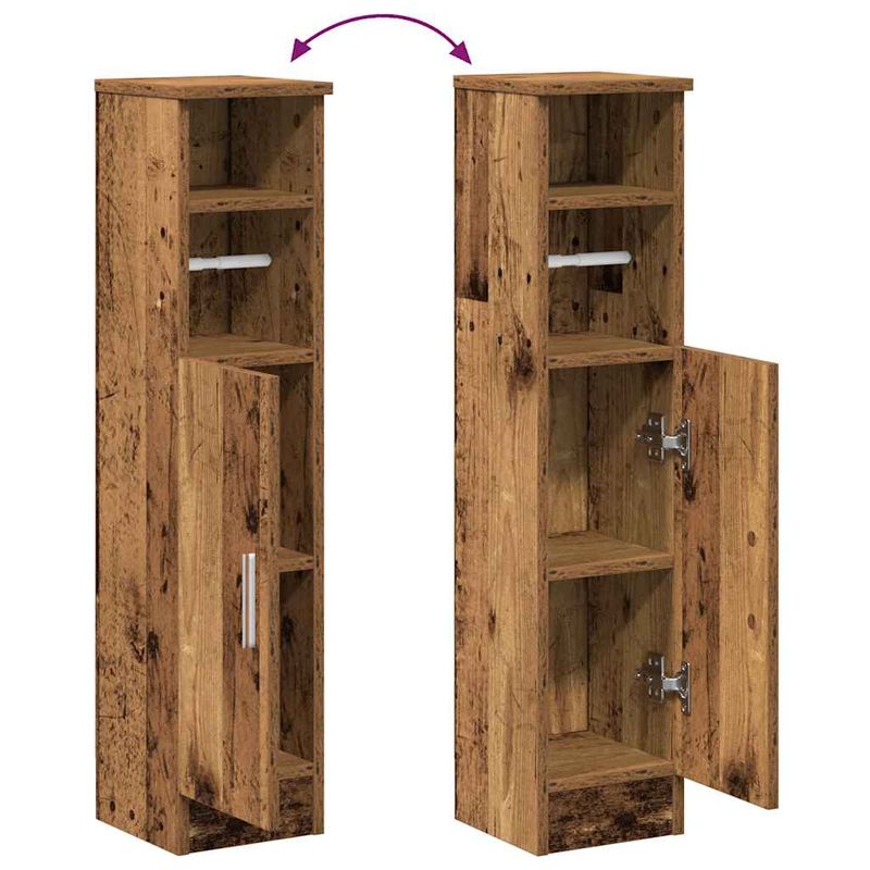 Casa si Gradina - Mobilier - Mobilier baie - Comode baie - Dulap de baie cu suport role, lemn vechi, 20,5x22x90 cm - Infinity.ro