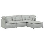 Casa si Gradina - Mobilier - Canapele si coltare - Canapele - Canapea modulara cu taburet si perne, catifea, gri deschis - Infinity.ro