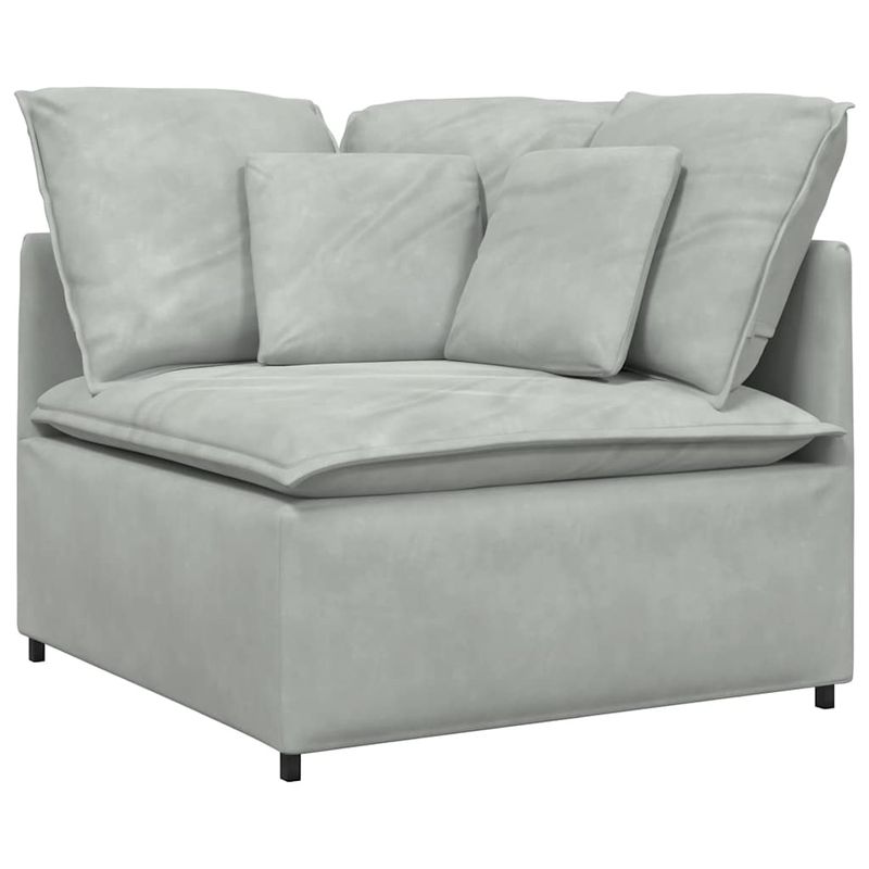 Casa si Gradina - Mobilier - Canapele si coltare - Canapele - Canapea modulara cu taburet si perne, catifea, gri deschis - Infinity.ro