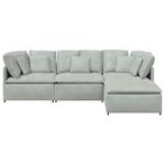 Casa si Gradina - Mobilier - Canapele si coltare - Canapele - Canapea modulara cu taburet si perne, catifea, gri deschis - Infinity.ro