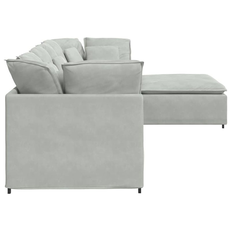 Casa si Gradina - Mobilier - Canapele si coltare - Canapele - Canapea modulara cu taburet si perne, catifea, gri deschis - Infinity.ro