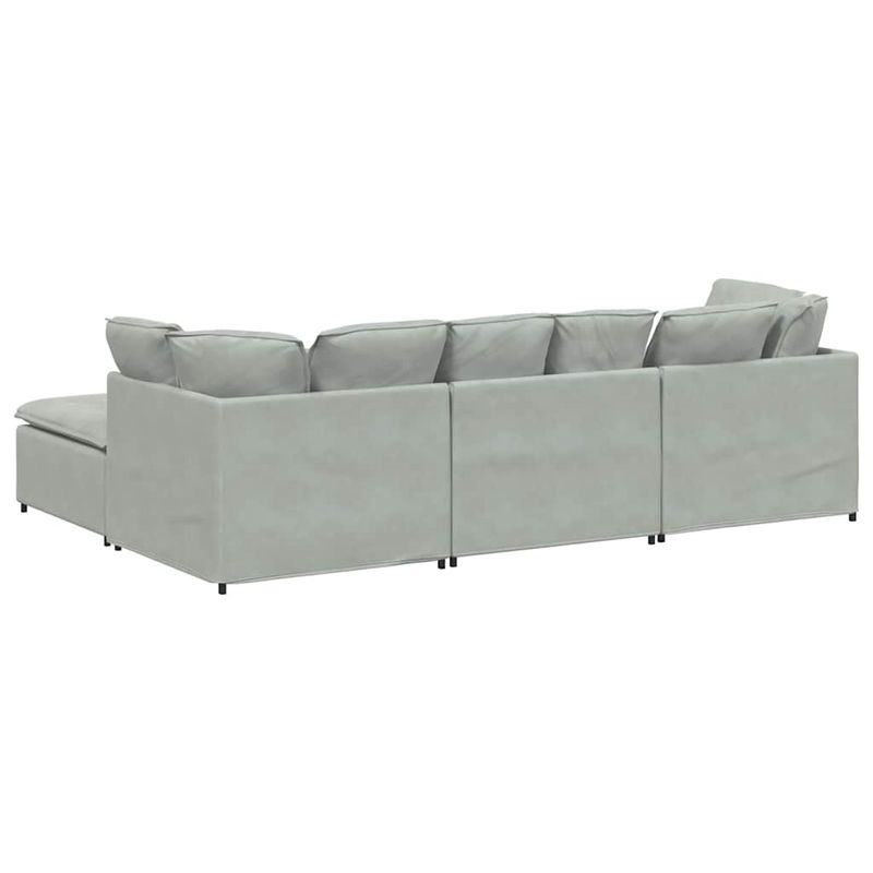 Casa si Gradina - Mobilier - Canapele si coltare - Canapele - Canapea modulara cu taburet si perne, catifea, gri deschis - Infinity.ro