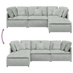 Casa si Gradina - Mobilier - Canapele si coltare - Canapele - Canapea modulara cu taburet si perne, catifea, gri deschis - Infinity.ro