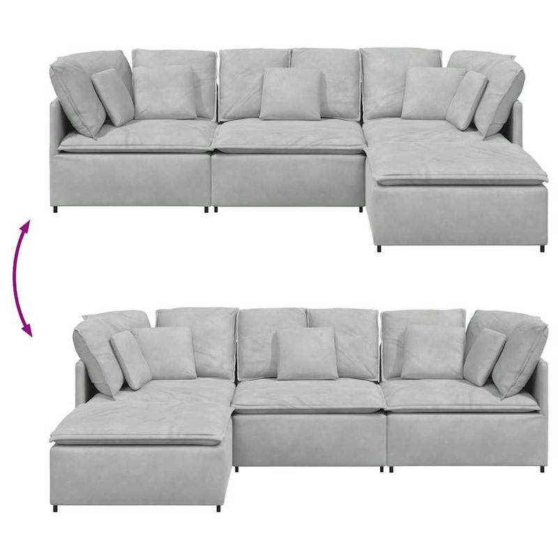 Casa si Gradina - Mobilier - Canapele si coltare - Canapele - Canapea modulara cu taburet si perne, catifea, gri deschis - Infinity.ro
