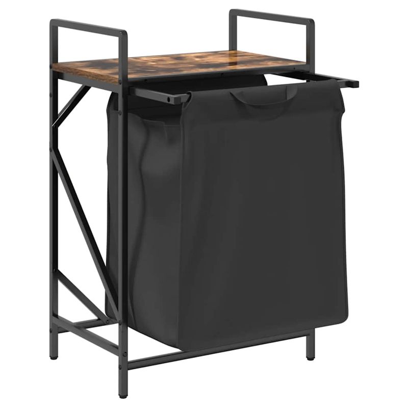 Market - Spalare si intretinere rufe - Uscatoare de rufe si accesorii - Cos de rufe 1 compartiment cu raft stejar fumuriu - Infinity.ro