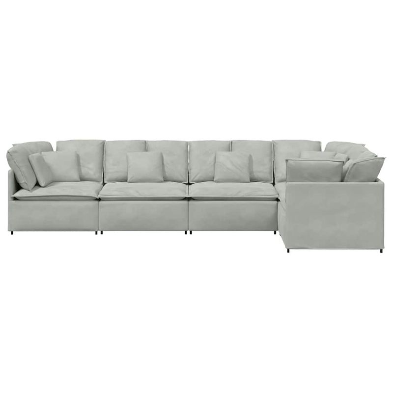 Casa si Gradina - Mobilier - Canapele si coltare - Canapele - Canapea modulara cu perne, gri deschis, catifea - Infinity.ro